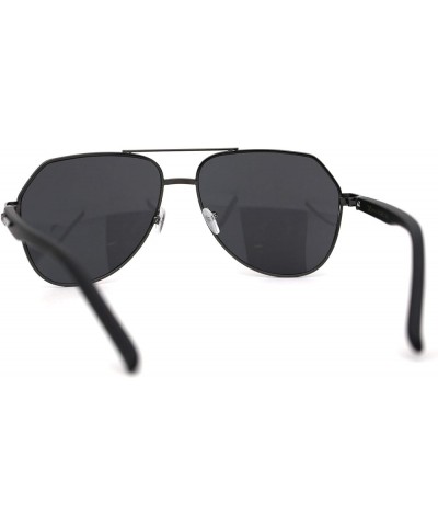 Xloop Mens Metal Rim Officer Style Racer Squared Geometric Sunglasses Gunmetal Black $9.87 Pilot