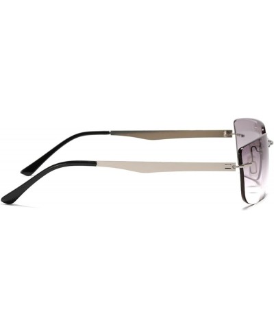 Fashion Rectangle Rimless Sunglasses Women Men Gradient Shades Sun Glasses Female Y2K Eyeglasses Grey $10.52 Rimless