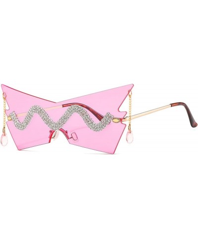 Rimless Oversized Triangle Rhinestone Sunglasses Women Unique Frameless punk Sun Glasses Purple $10.47 Triangular