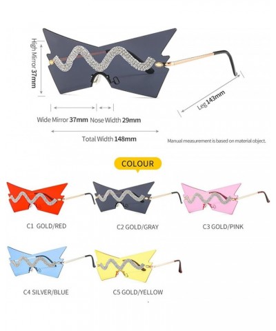 Rimless Oversized Triangle Rhinestone Sunglasses Women Unique Frameless punk Sun Glasses Purple $10.47 Triangular