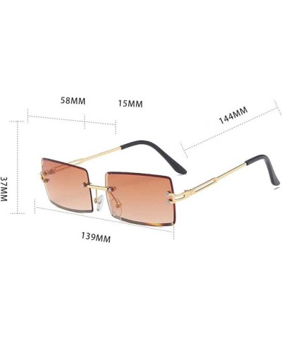 Rimless Square Sunglasses Men and Women Outdoor Street Shooting Glasses Sunshade Decorative Glasses (Color : A, Size : Medium...