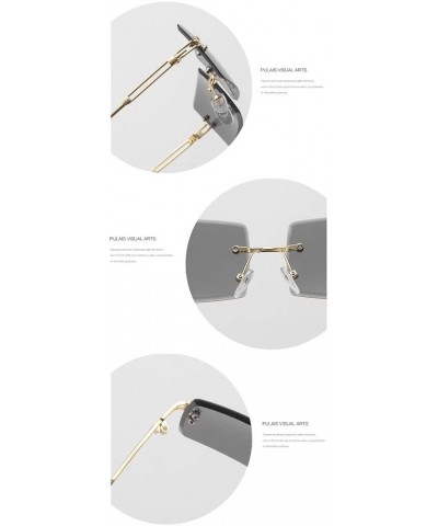 Rimless Square Sunglasses Men and Women Outdoor Street Shooting Glasses Sunshade Decorative Glasses (Color : A, Size : Medium...