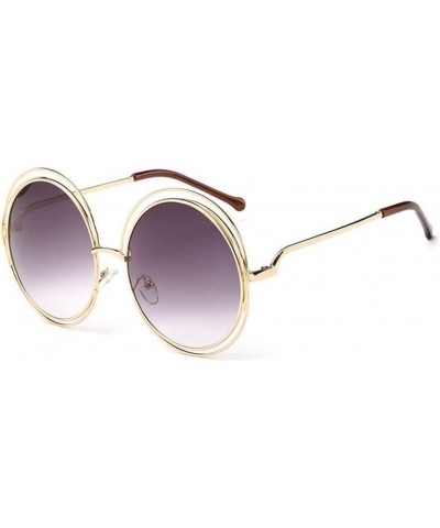 Metal Double Circle Wire Frame Oversized Round Sunglasses for Women D:gradient Black $11.96 Aviator