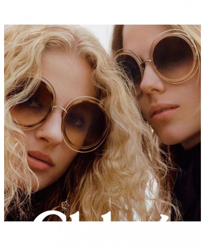 Metal Double Circle Wire Frame Oversized Round Sunglasses for Women D:gradient Black $11.96 Aviator