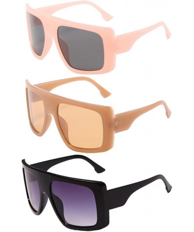 3PCS Square Oversized Sunglasses for Women Men Fashion Gradient Polarized Sunglass DD595 Set 04-3pcs $16.79 Oversized