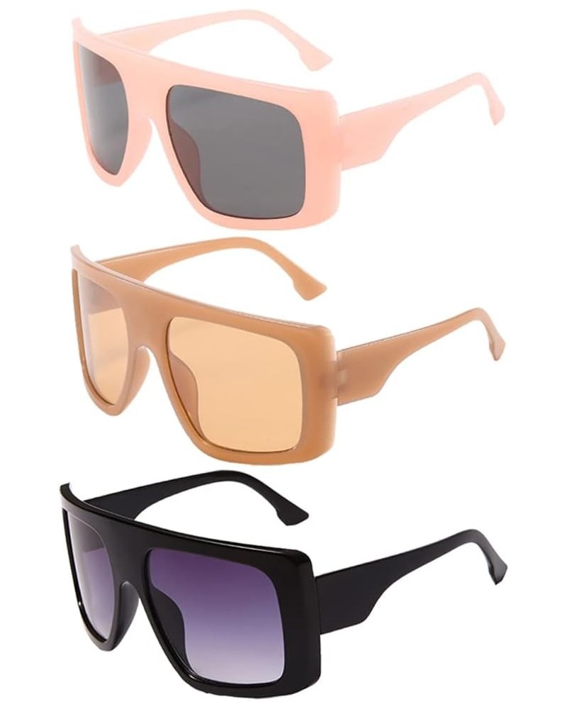 3PCS Square Oversized Sunglasses for Women Men Fashion Gradient Polarized Sunglass DD595 Set 04-3pcs $16.79 Oversized