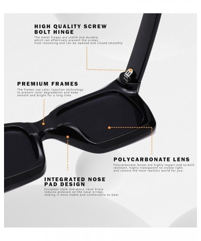 Thick Square Sunglasses for Women Men – Trendy Retro Chunky Rectangle Sun Glasses Black Shades B4* (Black/Black + Black/Yello...