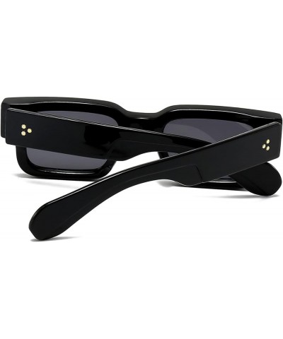 Square Thick Frame Sunglasses for Women Men Fashion Chunky Rectangle Sun Glasses Black Shades A5 Black Leopard/G15 $10.99 Square