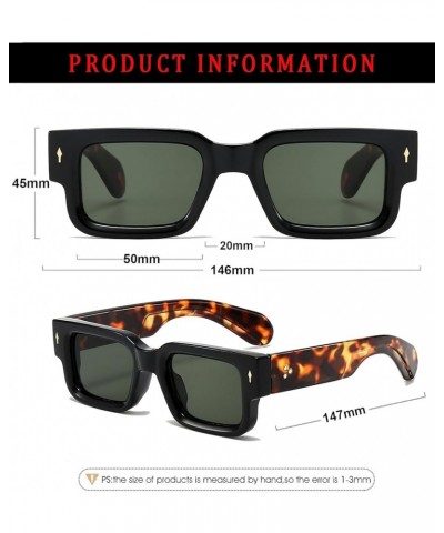 Square Thick Frame Sunglasses for Women Men Fashion Chunky Rectangle Sun Glasses Black Shades A5 Black Leopard/G15 $10.99 Square