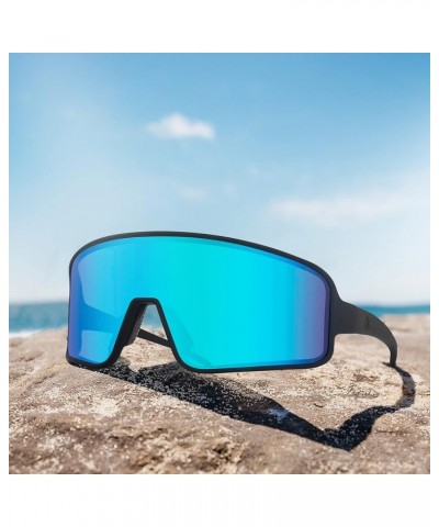 Polarized Sunglasses for Men Women, Windproof Outdoor Sports Cycling Running UV400 Protection Sun Glasses 8121 C1-black/Blue ...