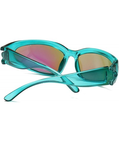 Fashion Wrap Around Sunglasses For Women Vintage Mirror Hip Hop Sun Glasses Men Cool Shades UV400 Green $10.56 Designer