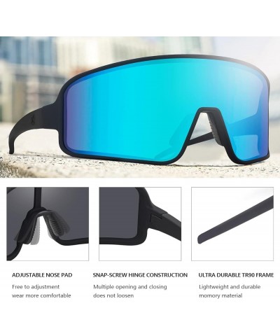 Polarized Sunglasses for Men Women, Windproof Outdoor Sports Cycling Running UV400 Protection Sun Glasses 8121 C1-black/Blue ...