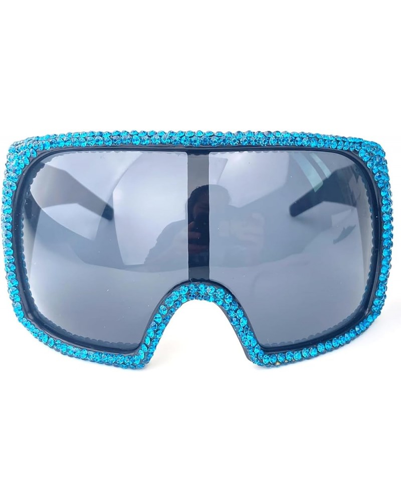 Oversized One-piece Rhinestone Sunglasses for Women Trends Big Frame Shield Sun Glasses Female Diamond Mask Shades Black $12....