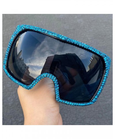 Oversized One-piece Rhinestone Sunglasses for Women Trends Big Frame Shield Sun Glasses Female Diamond Mask Shades Black $12....