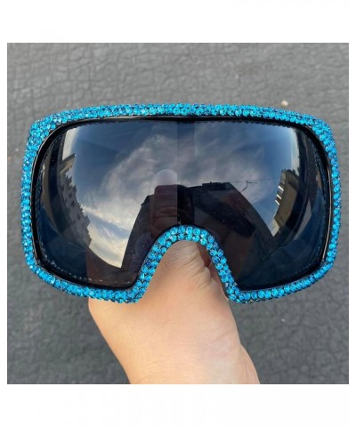 Oversized One-piece Rhinestone Sunglasses for Women Trends Big Frame Shield Sun Glasses Female Diamond Mask Shades Black $12....