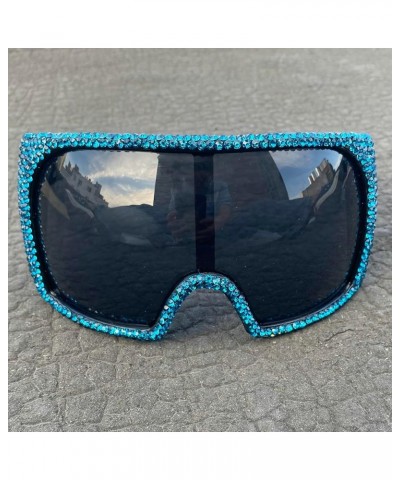 Oversized One-piece Rhinestone Sunglasses for Women Trends Big Frame Shield Sun Glasses Female Diamond Mask Shades Black $12....