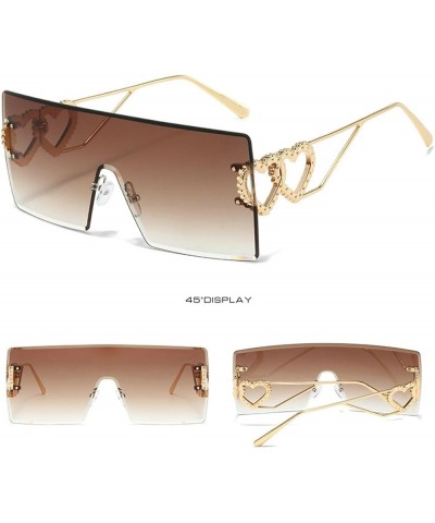 Oversized square Y2k Sunglasses for Women Trendy Rimless Sunglasses Retro Square Vintage Shades Gray+tea $10.52 Rimless