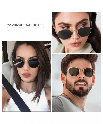 Polarized Sunglasses for Womens Men Trendy Square Hexagonal Flat Mirrored Sun Glasses UV Protection B4-gold/Gold/Clear $9.00 ...