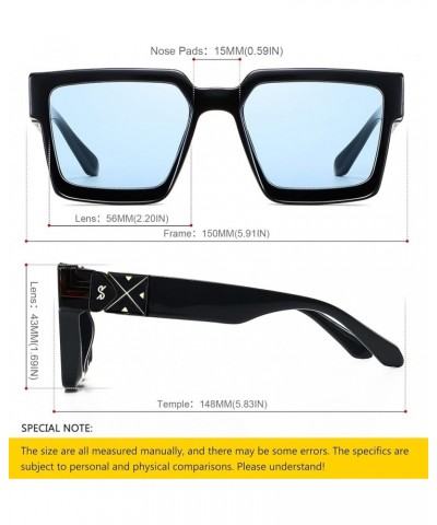 Retro Rectangular Sunglasses Women Men Square Vintage Chunky Gradual Lens Luxury Gold Eyewear Black (Blue Lens) $10.79 Aviator