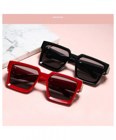 Retro Rectangular Sunglasses Women Men Square Vintage Chunky Gradual Lens Luxury Gold Eyewear Black (Blue Lens) $10.79 Aviator