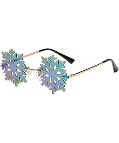 Snowflake Sunglasses Women Men Round Conspicuous Colorful Lens Alloy Frame Sun Glasses C5 $16.09 Rectangular