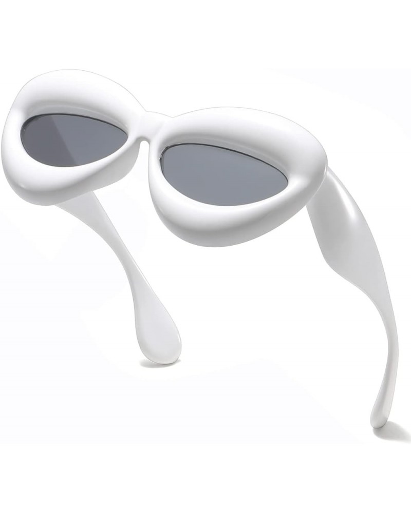 Bold Inflatable Lips Sunglasses Trendy Fun Funky Lip Shape Aesthetic Cool Glasses UV400 White $6.23 Goggle