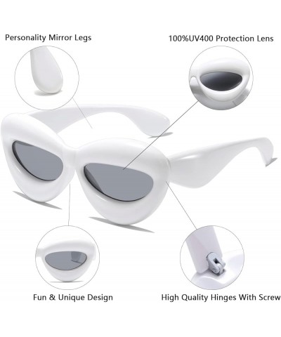 Bold Inflatable Lips Sunglasses Trendy Fun Funky Lip Shape Aesthetic Cool Glasses UV400 White $6.23 Goggle