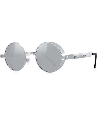 Gothic Steampunk Sunglasses for Women Men Round Lens Metal Frame S567 Silver Mirror $10.79 Goggle