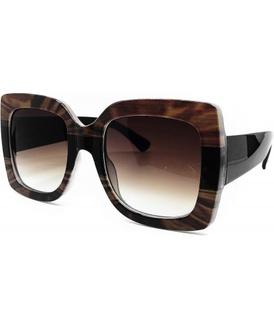 8210 Premium Women Square Bold Style Thick Frame Candy Fashion Sunglasses Brown $13.32 Oversized