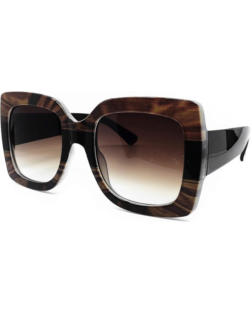 8210 Premium Women Square Bold Style Thick Frame Candy Fashion Sunglasses Brown $13.32 Oversized