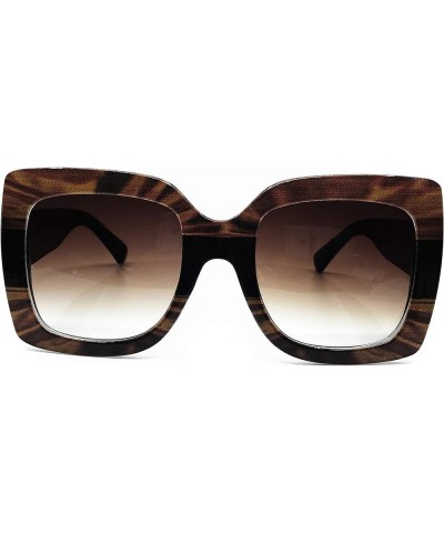 8210 Premium Women Square Bold Style Thick Frame Candy Fashion Sunglasses Brown $13.32 Oversized