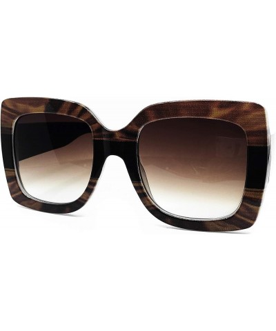 8210 Premium Women Square Bold Style Thick Frame Candy Fashion Sunglasses Brown $13.32 Oversized