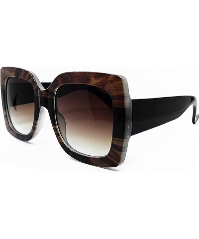 8210 Premium Women Square Bold Style Thick Frame Candy Fashion Sunglasses Brown $13.32 Oversized