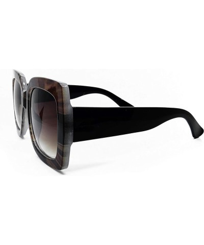 8210 Premium Women Square Bold Style Thick Frame Candy Fashion Sunglasses Brown $13.32 Oversized