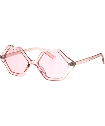 Womens Lips Shape Sunglasses Translucent Colors Cute Kiss Lips Shades UV 400 Pink $9.09 Oval