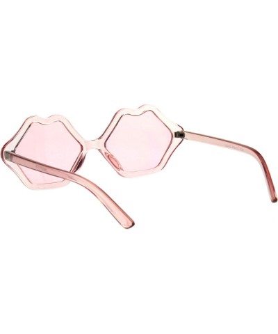 Womens Lips Shape Sunglasses Translucent Colors Cute Kiss Lips Shades UV 400 Pink $9.09 Oval