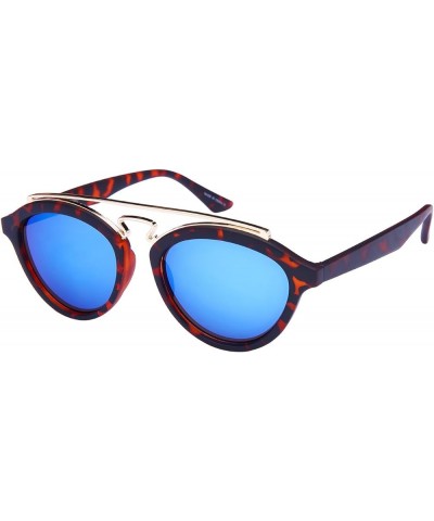 Edge I-Wear Double Bridge Oval Sunglasses w/Color Mirror Lens 541065-REV Matte Demi Blue-White Mirrored $9.00 Oval