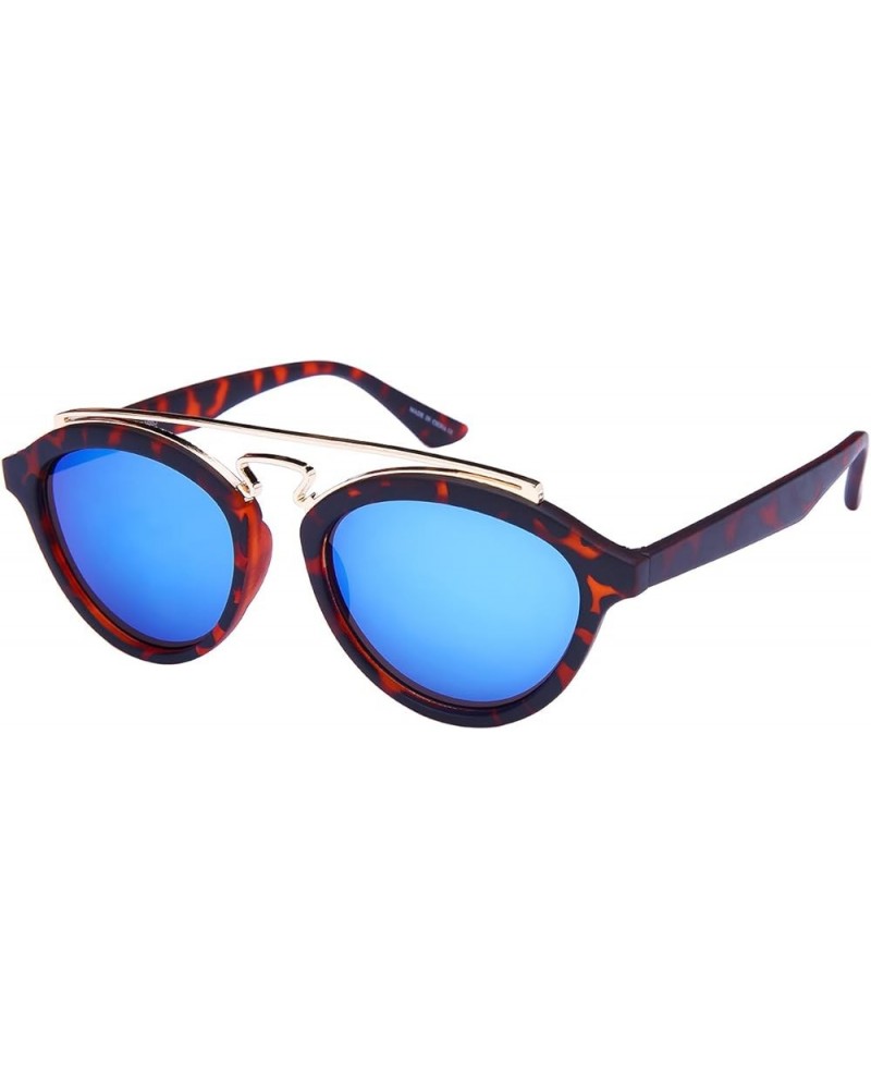 Edge I-Wear Double Bridge Oval Sunglasses w/Color Mirror Lens 541065-REV Matte Demi Blue-White Mirrored $9.00 Oval