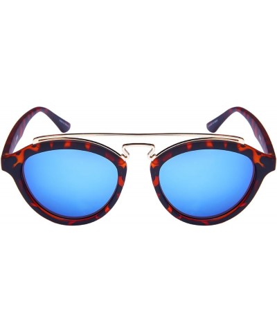 Edge I-Wear Double Bridge Oval Sunglasses w/Color Mirror Lens 541065-REV Matte Demi Blue-White Mirrored $9.00 Oval