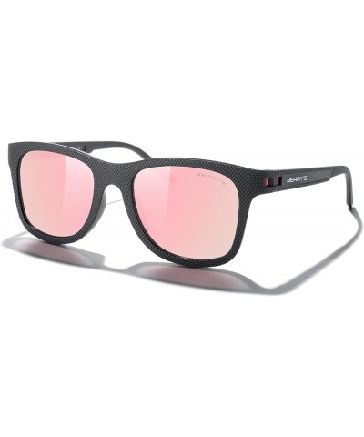 Unisex Polarized Sunglasses for lovers Lightweight TR90 Frame Square Sun Glasses for Men/Women Black Frame/Pink Mirror Lens $...