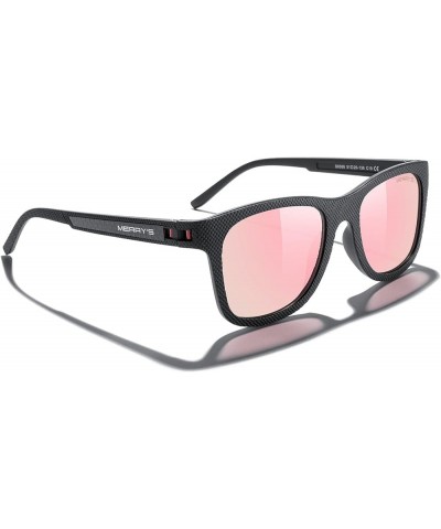 Unisex Polarized Sunglasses for lovers Lightweight TR90 Frame Square Sun Glasses for Men/Women Black Frame/Pink Mirror Lens $...