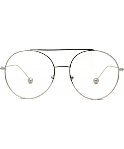 Womens Retro Round Double Bridge Metal Frame Boyfriend Style Sunglasses Silver Clear $10.59 Round