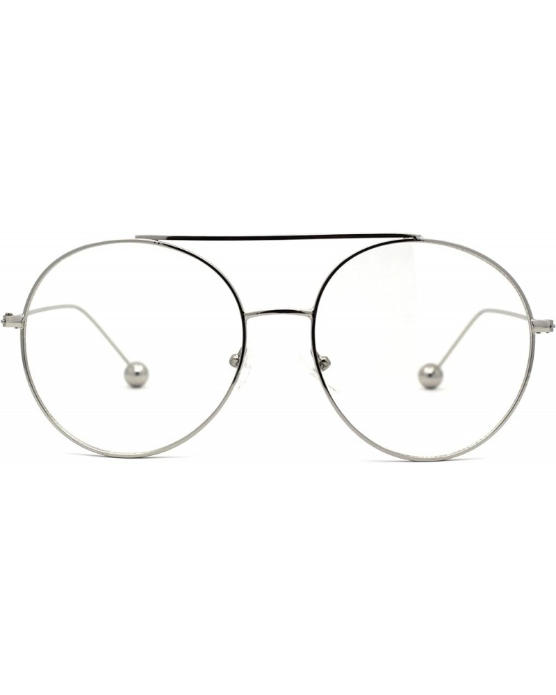 Womens Retro Round Double Bridge Metal Frame Boyfriend Style Sunglasses Silver Clear $10.59 Round