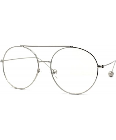 Womens Retro Round Double Bridge Metal Frame Boyfriend Style Sunglasses Silver Clear $10.59 Round