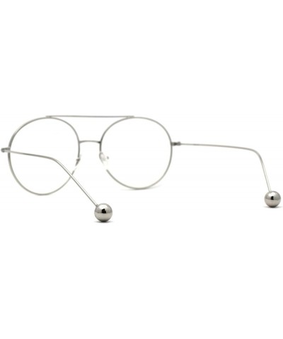 Womens Retro Round Double Bridge Metal Frame Boyfriend Style Sunglasses Silver Clear $10.59 Round