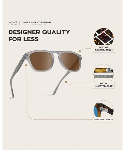 Polarized Retro Rectangular Mens Sunglasses Grey Moon Frame / Brown Lens $25.08 Square