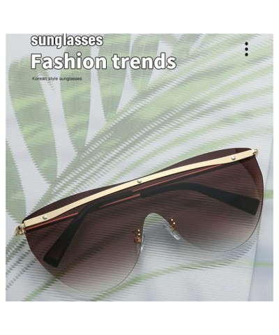 Y2K Flat top Sunglasses Women Punk Shield Sun Glasses Men Goggle Shades UV400 Fashion Futuristic Eyewear Brown $9.35 Goggle