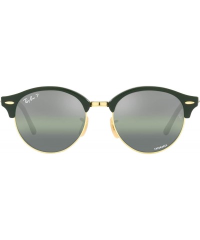 Rb4246 Clubround Round Sunglasses Green on Gold/Dark Green Gradient Mirrored Polarized $47.34 Round