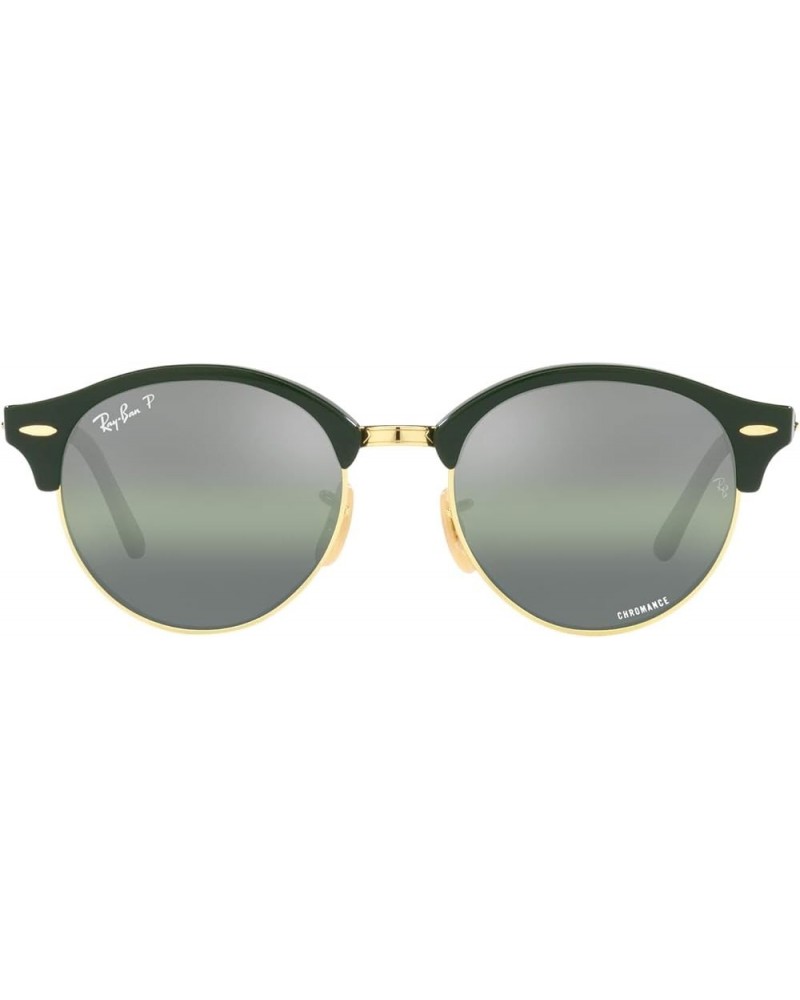 Rb4246 Clubround Round Sunglasses Green on Gold/Dark Green Gradient Mirrored Polarized $47.34 Round