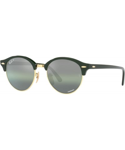 Rb4246 Clubround Round Sunglasses Green on Gold/Dark Green Gradient Mirrored Polarized $47.34 Round